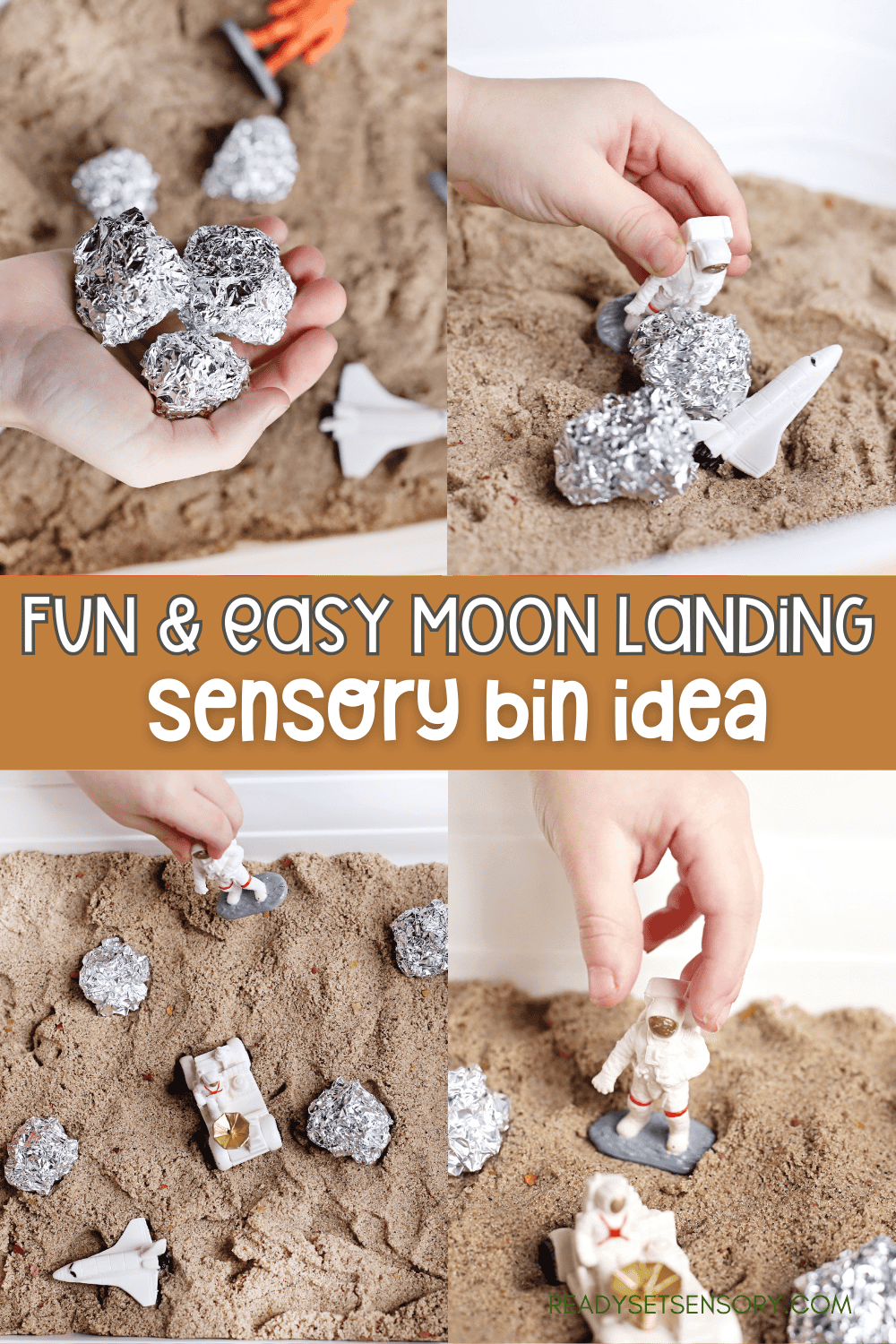 Landed on the Moon Sensory Bin (Easy Space Sensory Idea) - Ready Set ...