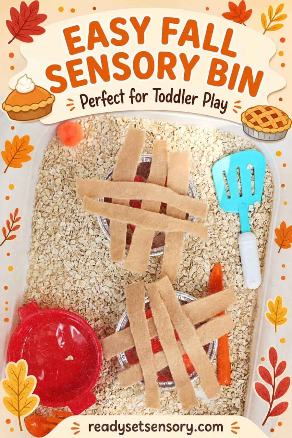Setting up a Fall Pie Shop Sensory Bin