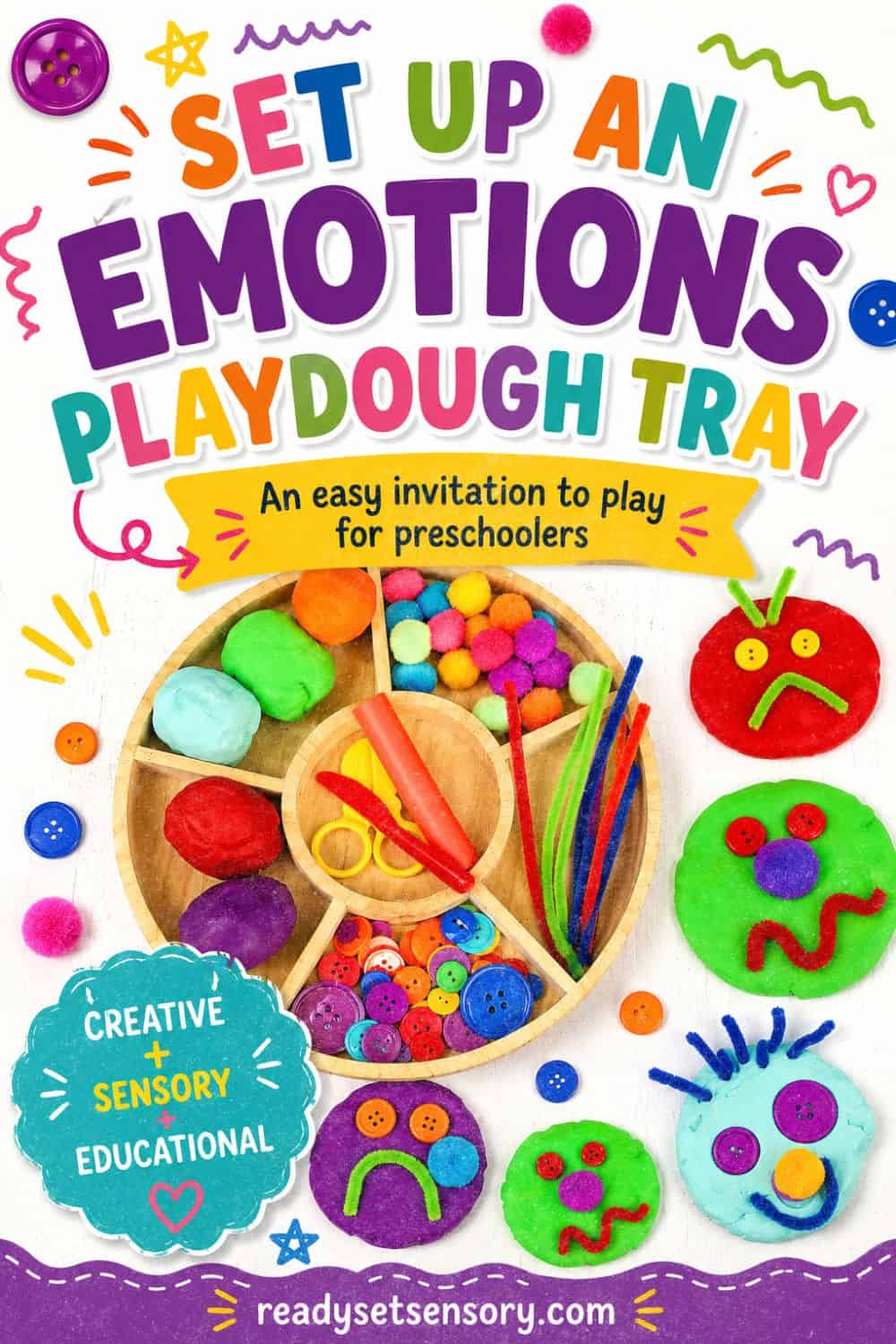 Setting up a Playdough Emotions Sensory Tray