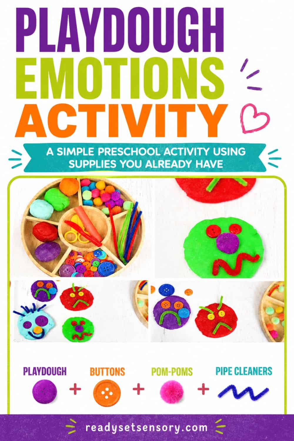 Playdough Emotions Sensory Tray setup in progress