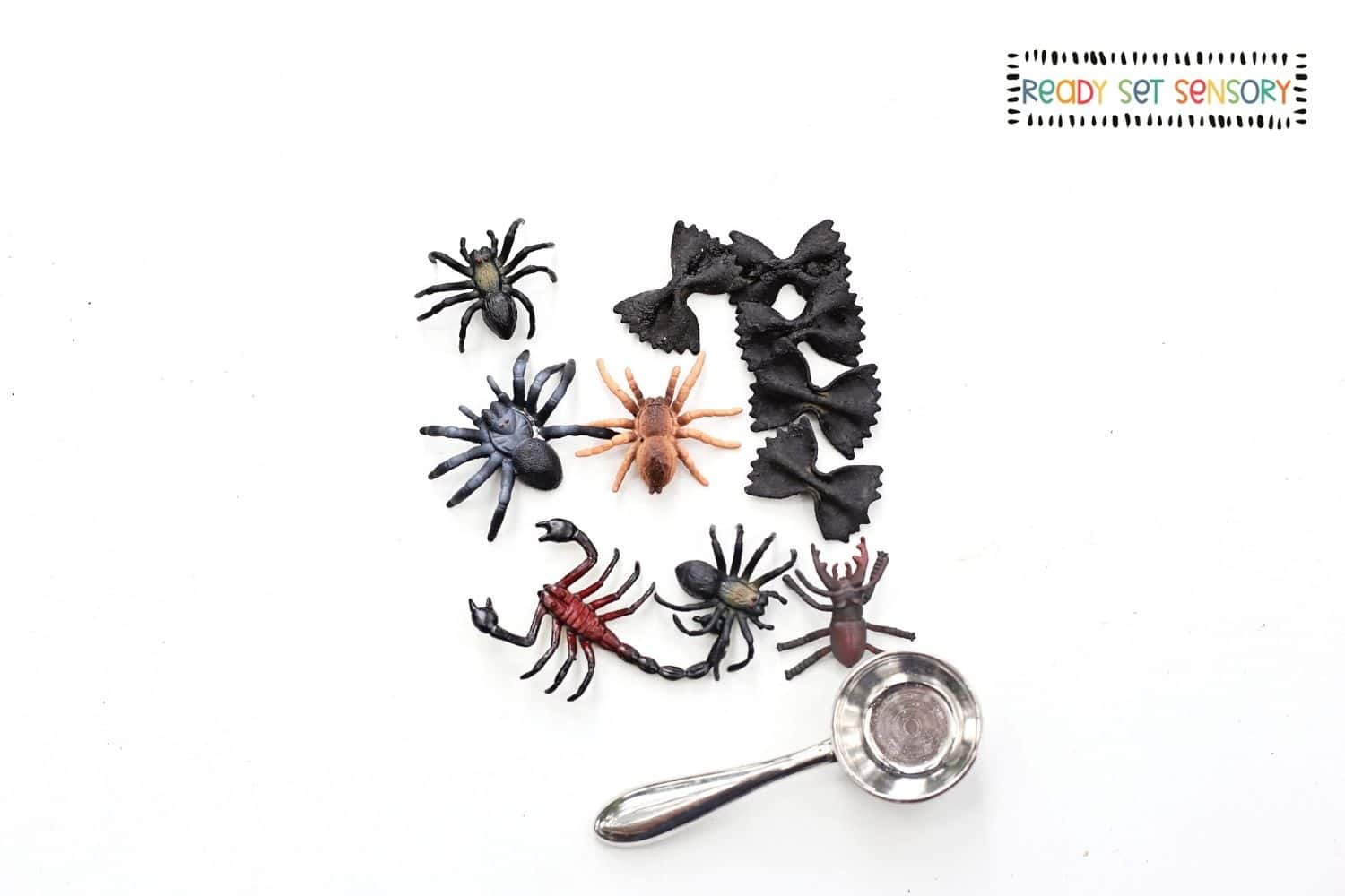 Easy DIY Halloween Spider Sensory Bin supplies
