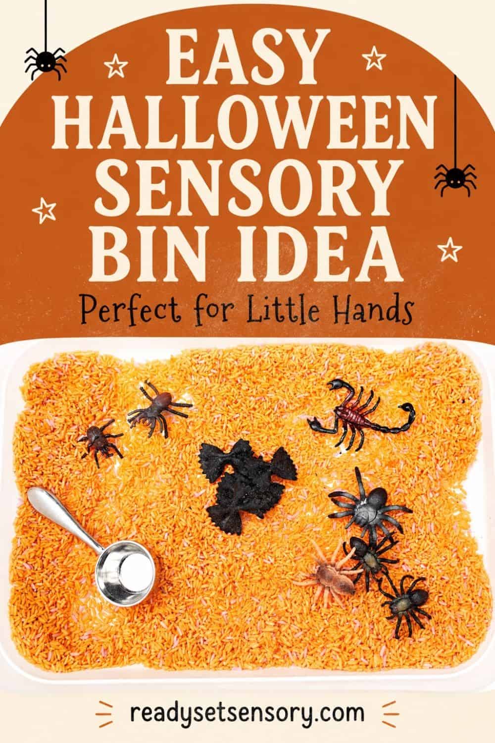 Setting up a Easy DIY Halloween Spider Sensory Bin