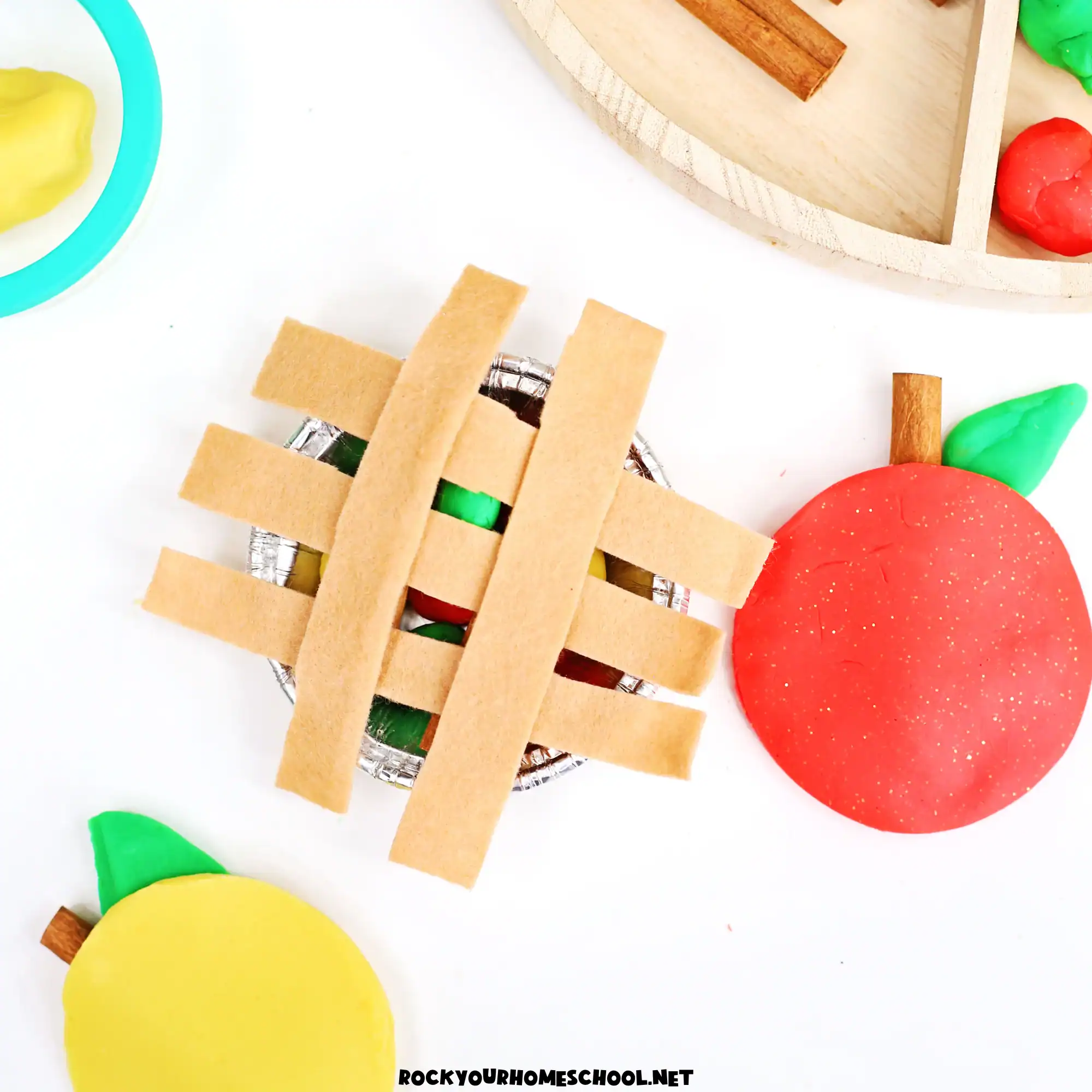 Apple Pie Playdough Tray by Rock Your Homeschool