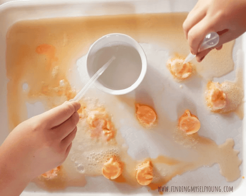 Fizzing Pumpkins Halloween Science Experiment by Finding Myself Young