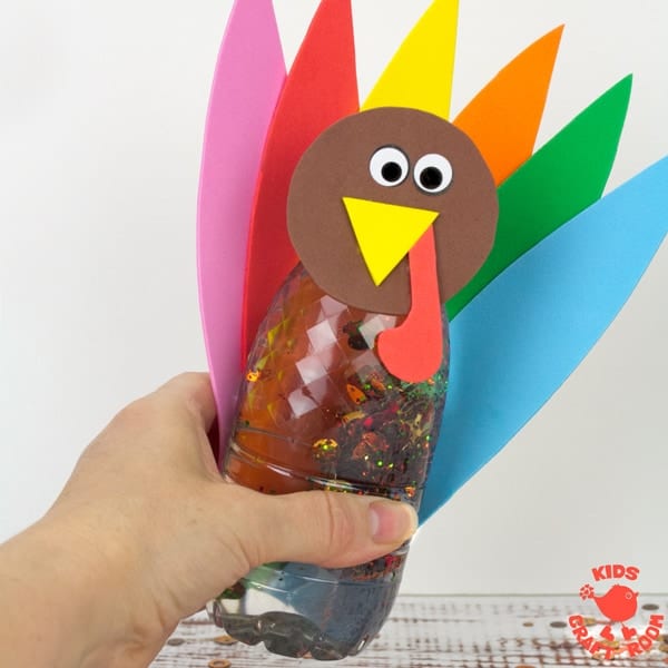 Thanksgiving Turkey Sensory Bottles by Kids Craft Room