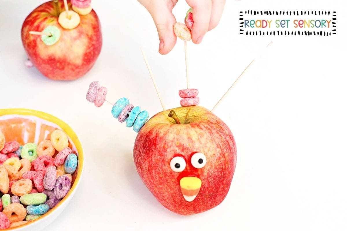 Apple Turkey Thanksgiving Fine Motor Activity - Skills Kids Build