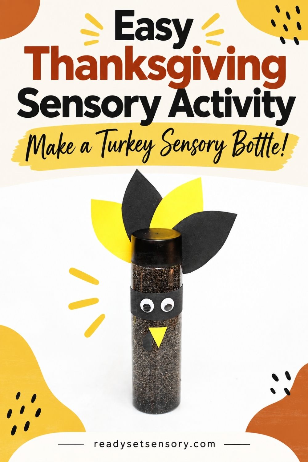 Turkey in Disguise Sensory Bottle for Kids - How to Set Up