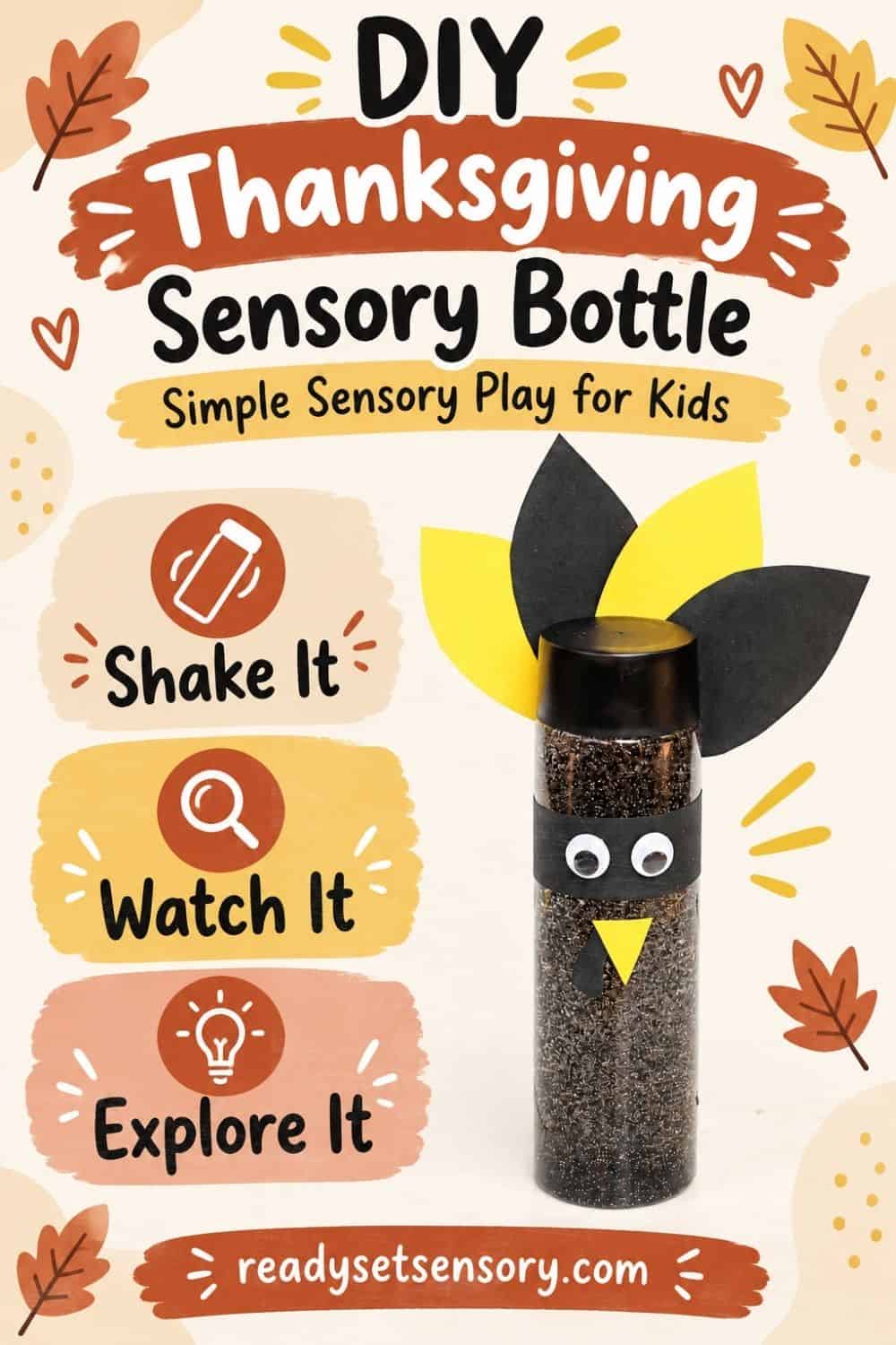 Turkey in Disguise Sensory Bottle for Kids - More Sensory Ideas