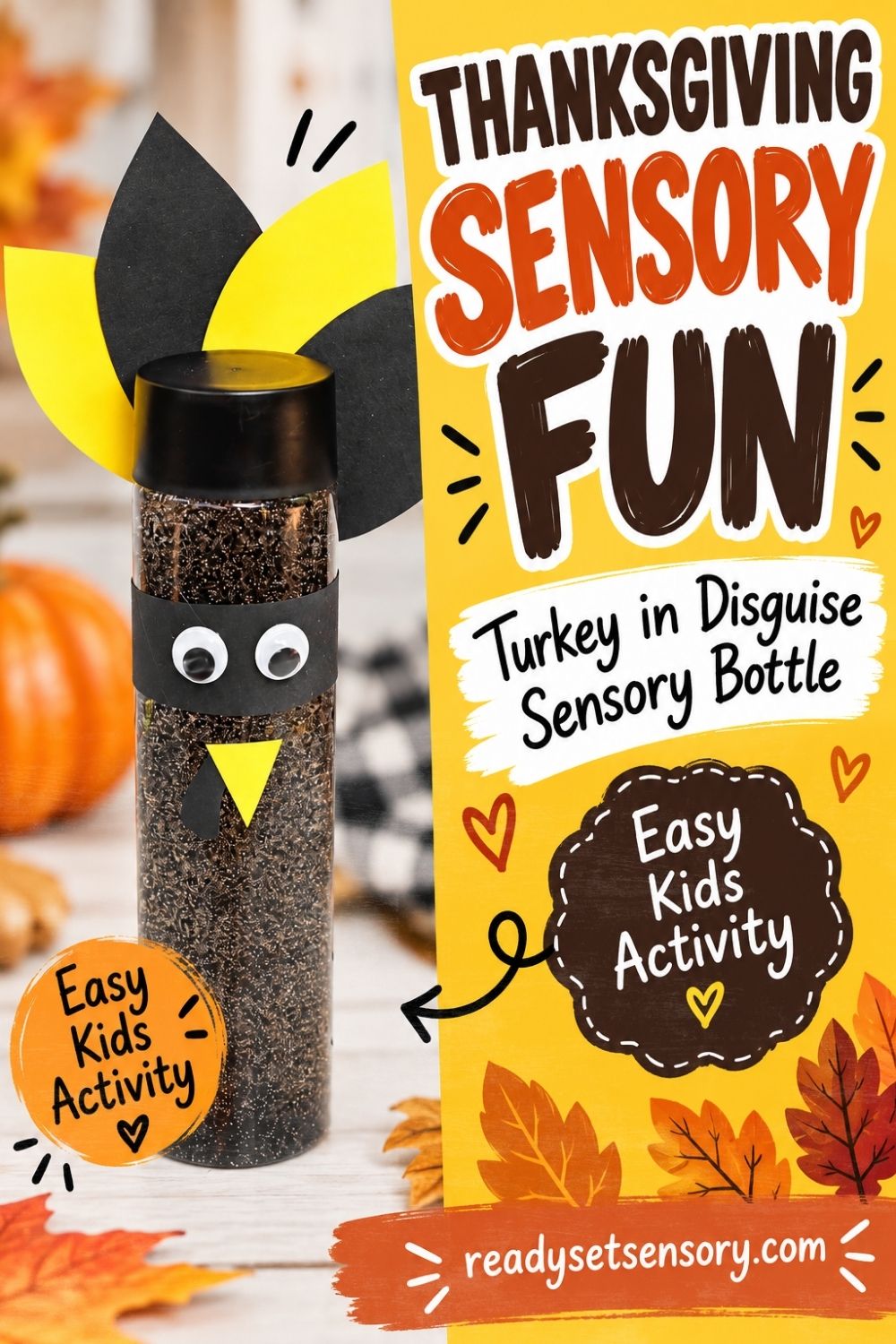 Turkey in Disguise Sensory Bottle for Kids - Skills Kids Build