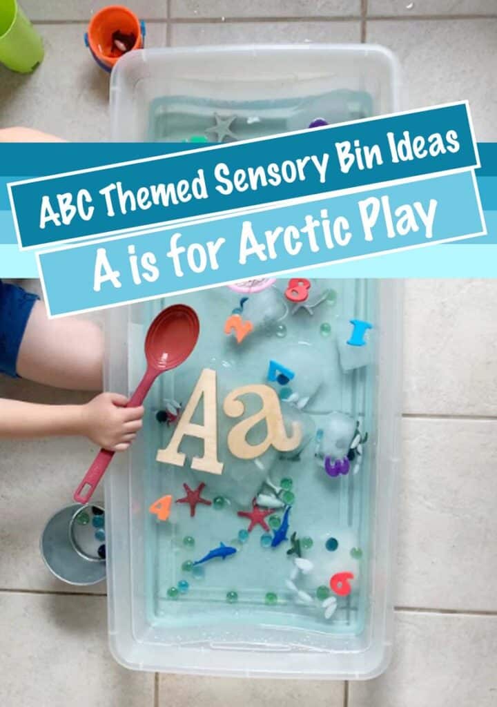 A is for Arctic Sensory Bin Adventure - Letter Themed Sensory Bin Ideas - Sly Spoon