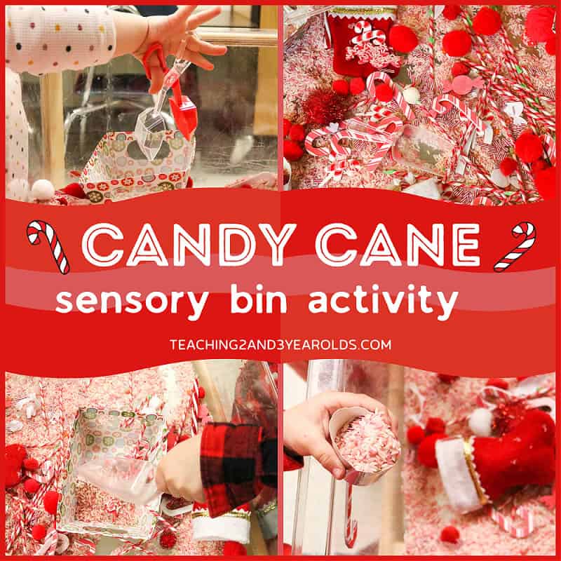 Candy cane sensory bin
