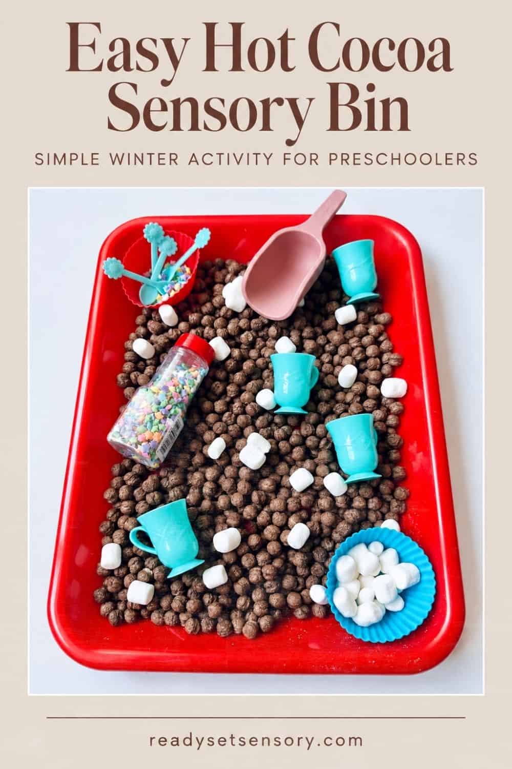 Hot Cocoa Sensory Bin - Step 1