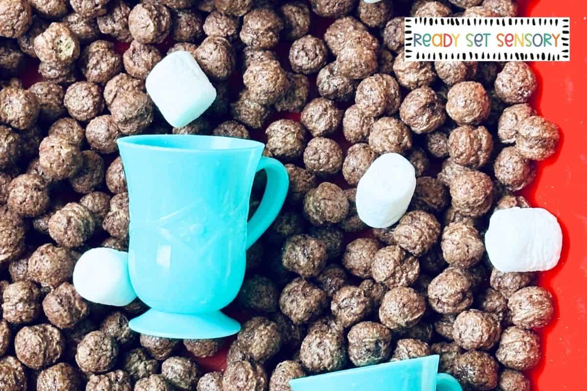 Hot Cocoa Sensory Bin - Step 2