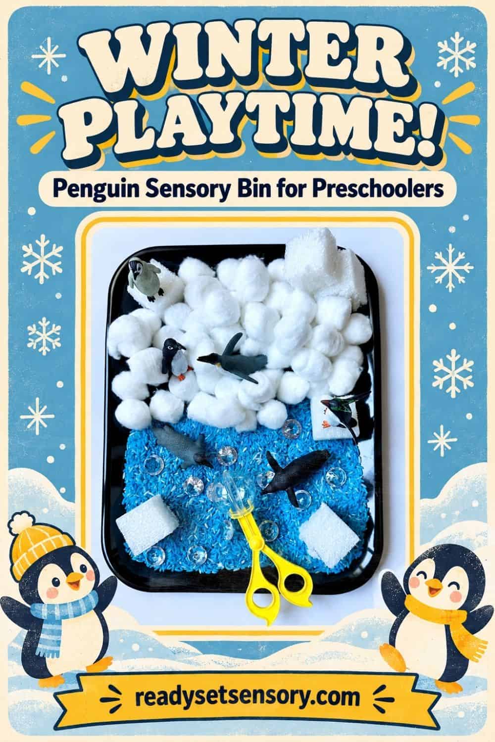 Penguin Sensory Bin - Clean Up and Storage